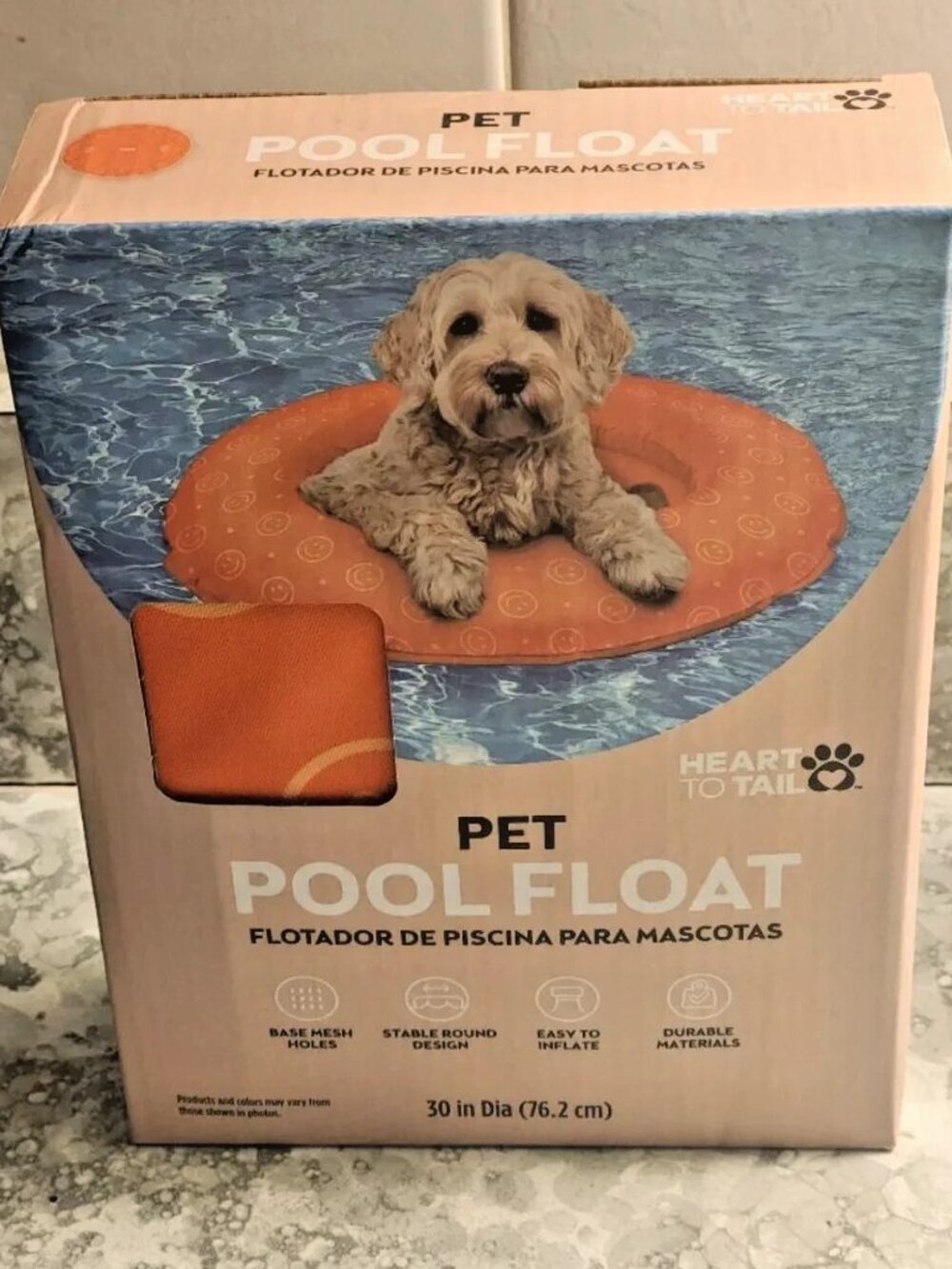 Heart to Tail Orange Pet Pool Float-Brand New In Original Box